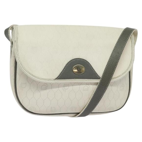 DIOR Honeycomb Canvas Shoulder Bag Pvc White Gold - Picture 1 of 12
